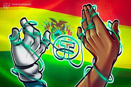 Tether USDT stablecoin seen on Bolivian store price tags